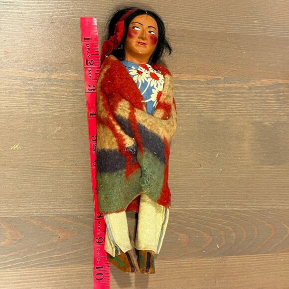 Vintage 40s Skookum Bully Good Indian Man Doll 10" Native American Foot Sticker - Picture 9 of 10